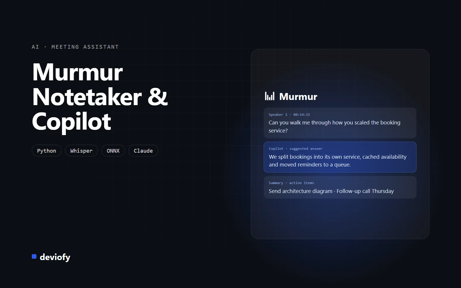 Murmur Notetaker & Copilot, Yapay zekâ · Toplantı asistanı