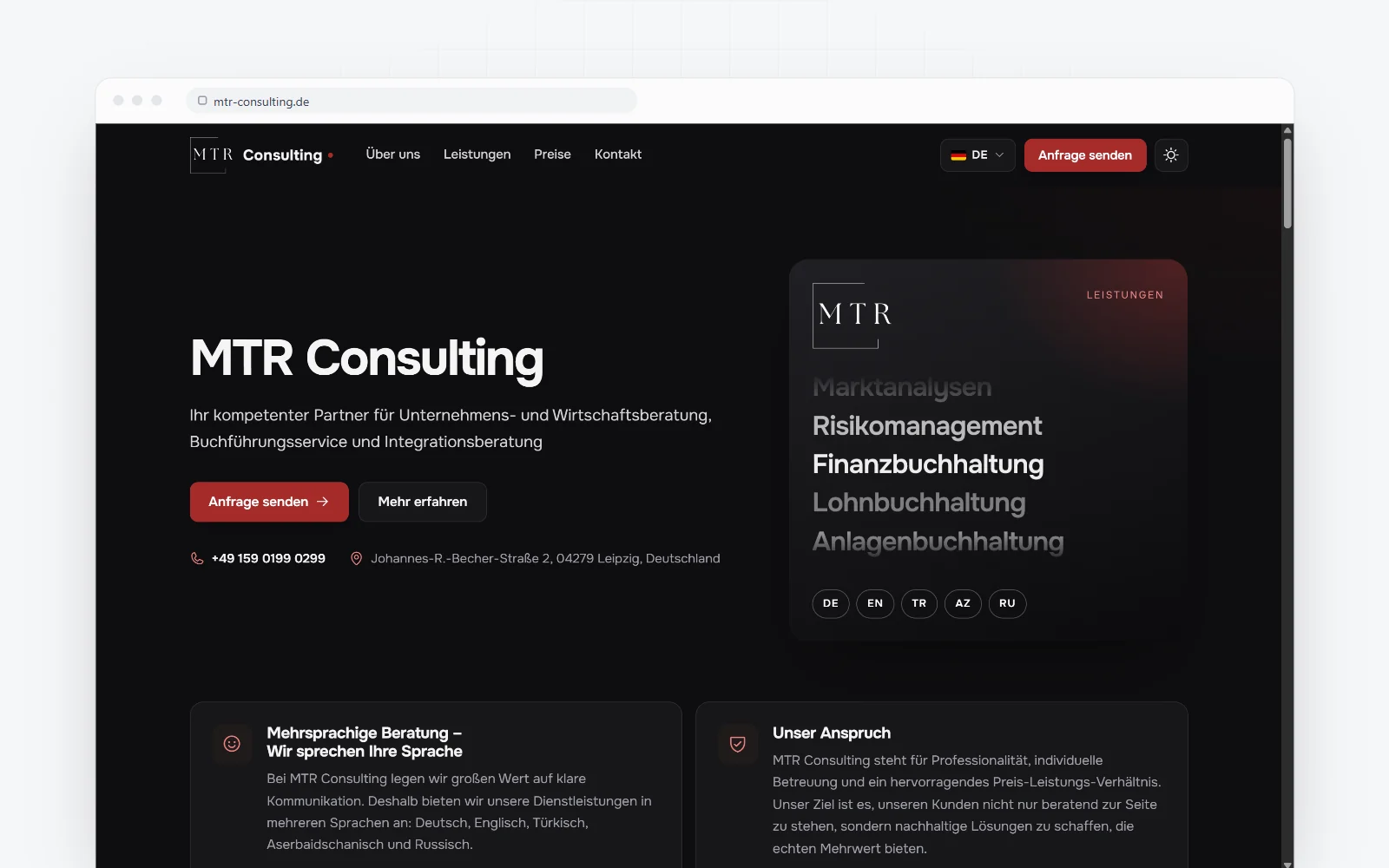 MTR Consulting, Beratung · Website-Relaunch